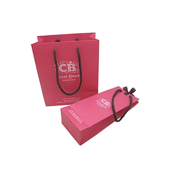 Wholesale Pink Custom Size Paper Bags with Ribbon and Rope Handles