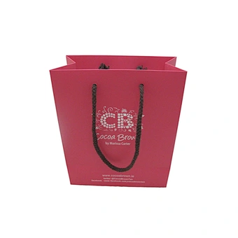 Wholesale Pink Custom Size Paper Bags with Ribbon and Rope Handles