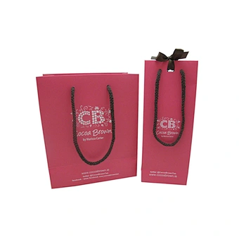 Wholesale Pink Custom Size Paper Bags with Ribbon and Rope Handles